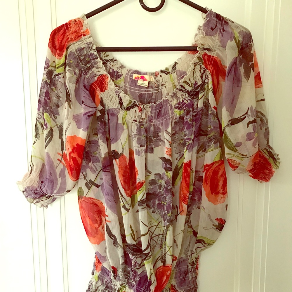 Forever 21 floral sheer blouse